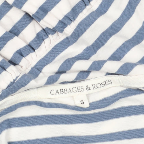 Cabbages & Roses Blue Striped Cotton Blouse S