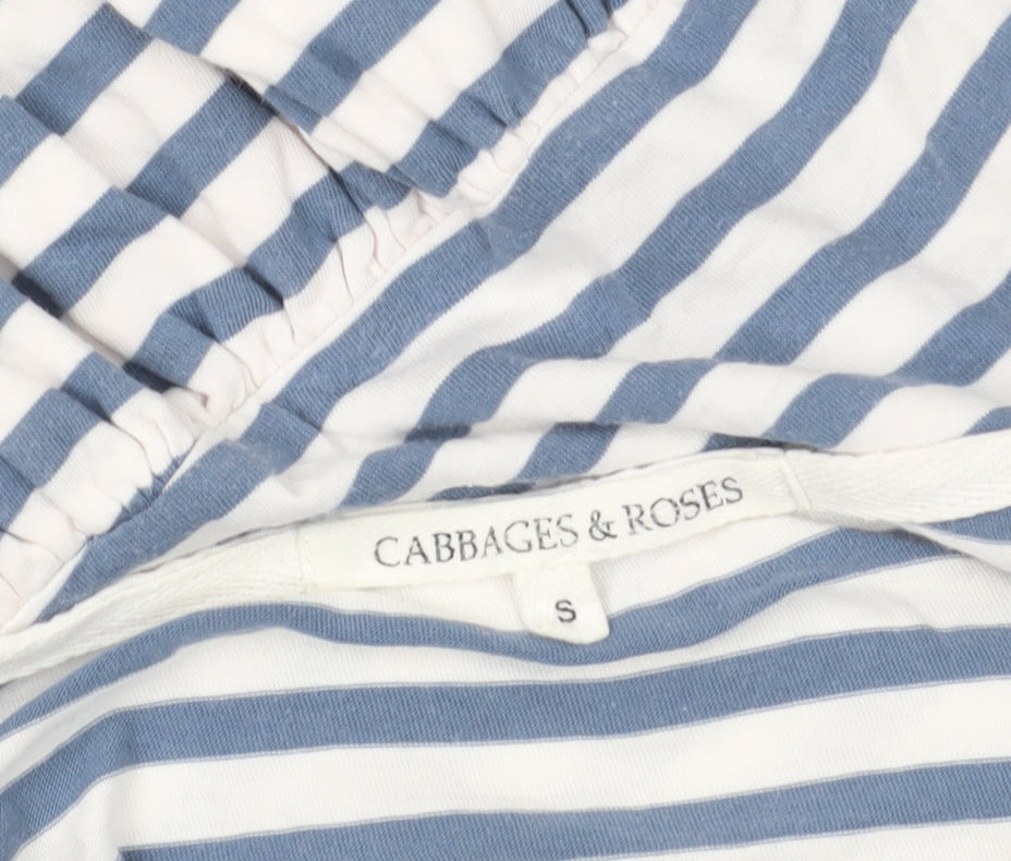 Cabbages & Roses Blue Striped Cotton Blouse S