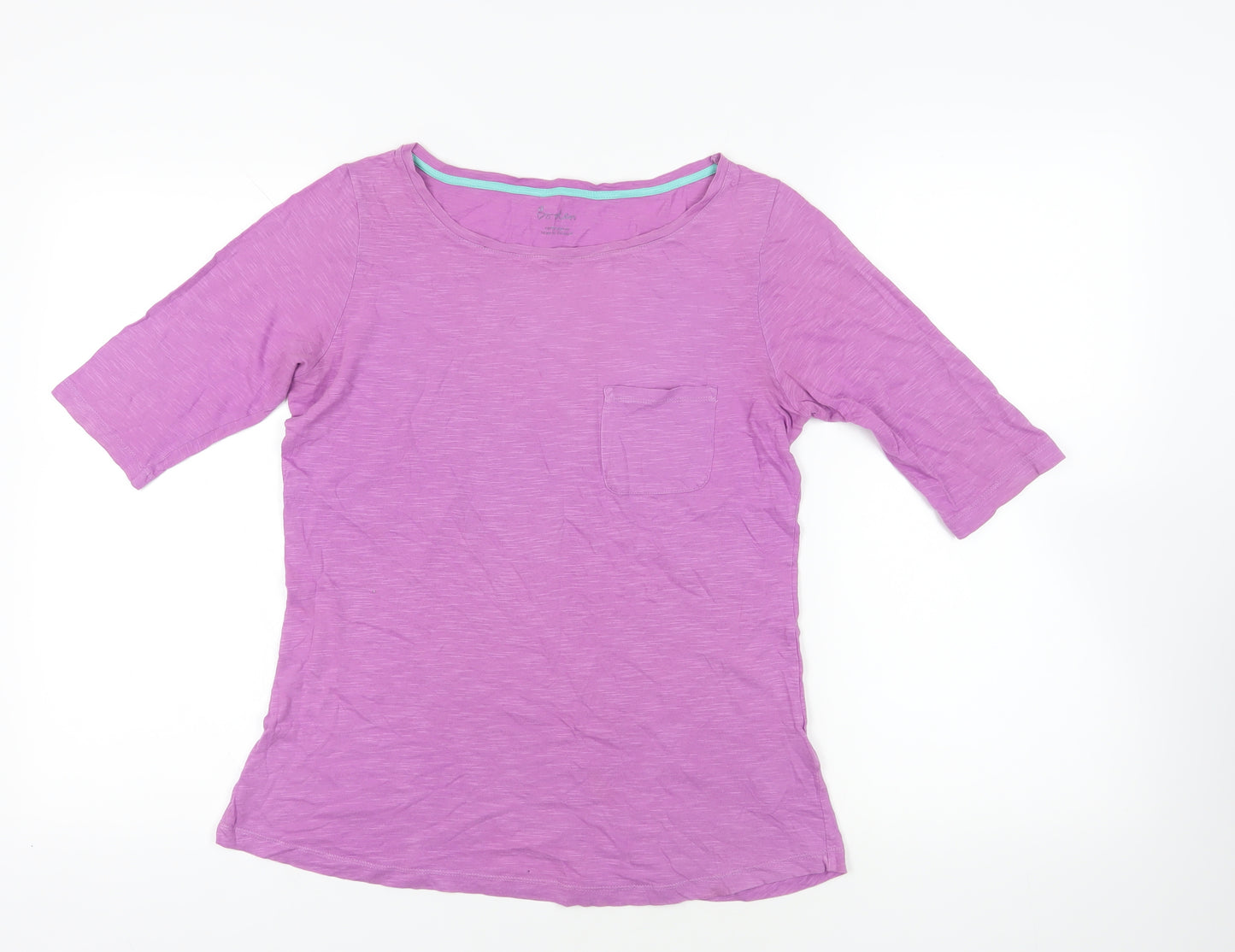 Boden Purple 3/4 Sleeve Cotton T-Shirt - Size 12