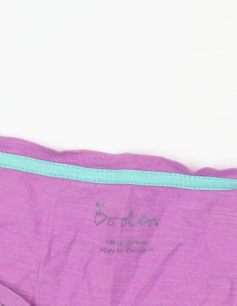 Boden Purple 3/4 Sleeve Cotton T-Shirt - Size 12