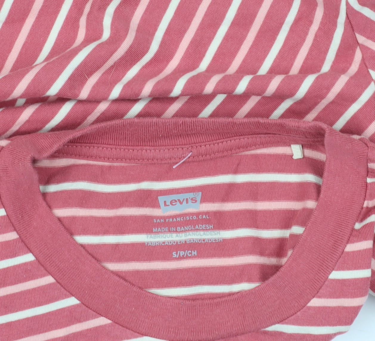 Levi's Pink Striped Ringer T-Shirt, Size S