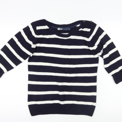 Isle Blue Striped Acrylic Pullover Jumper S