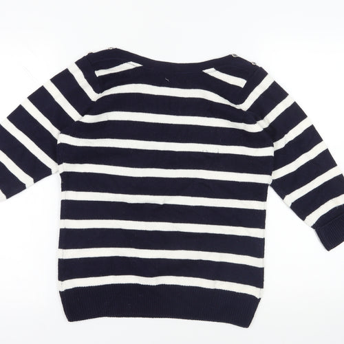 Isle Blue Striped Acrylic Pullover Jumper S