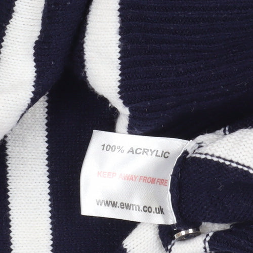 Isle Blue Striped Acrylic Pullover Jumper S