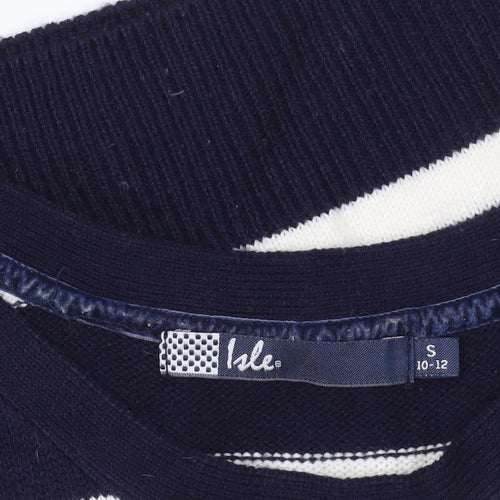 Isle Blue Striped Acrylic Pullover Jumper S