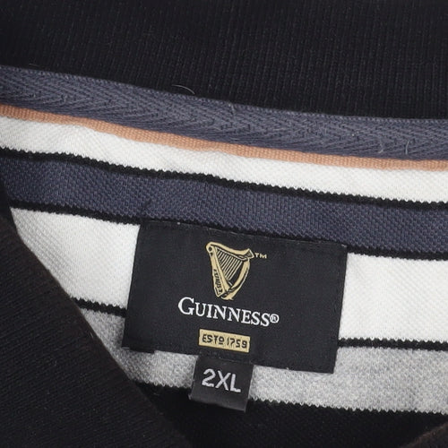 Guinness 2XL Black Striped Polo Shirt