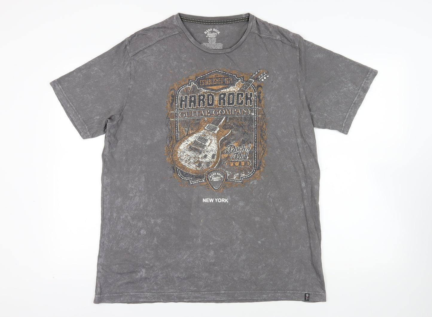 Hard Rock Grey Guitar Men's T-Shirt 2XL