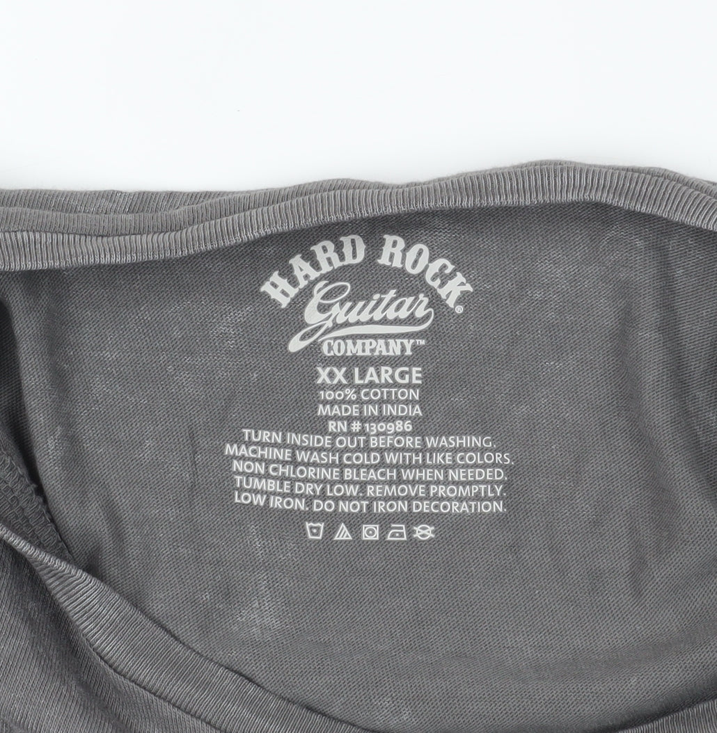 Hard Rock Grey Guitar Men's T-Shirt 2XL
