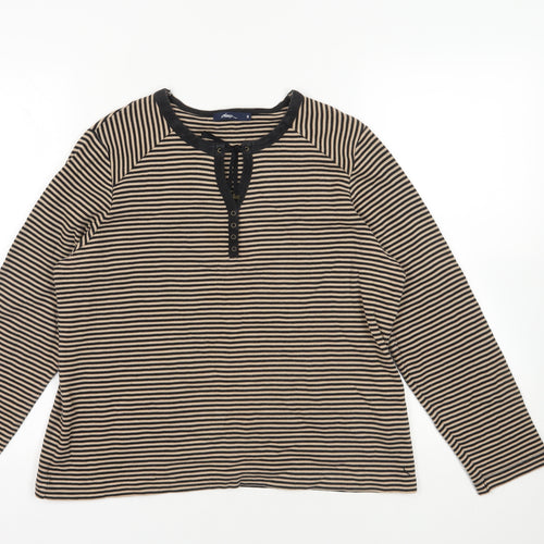 Dash Brown Striped Henley Top UK 18