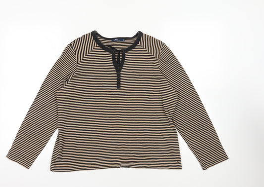 Dash Brown Striped Henley Top UK 18