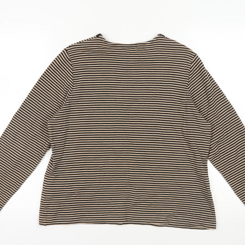 Dash Brown Striped Henley Top UK 18