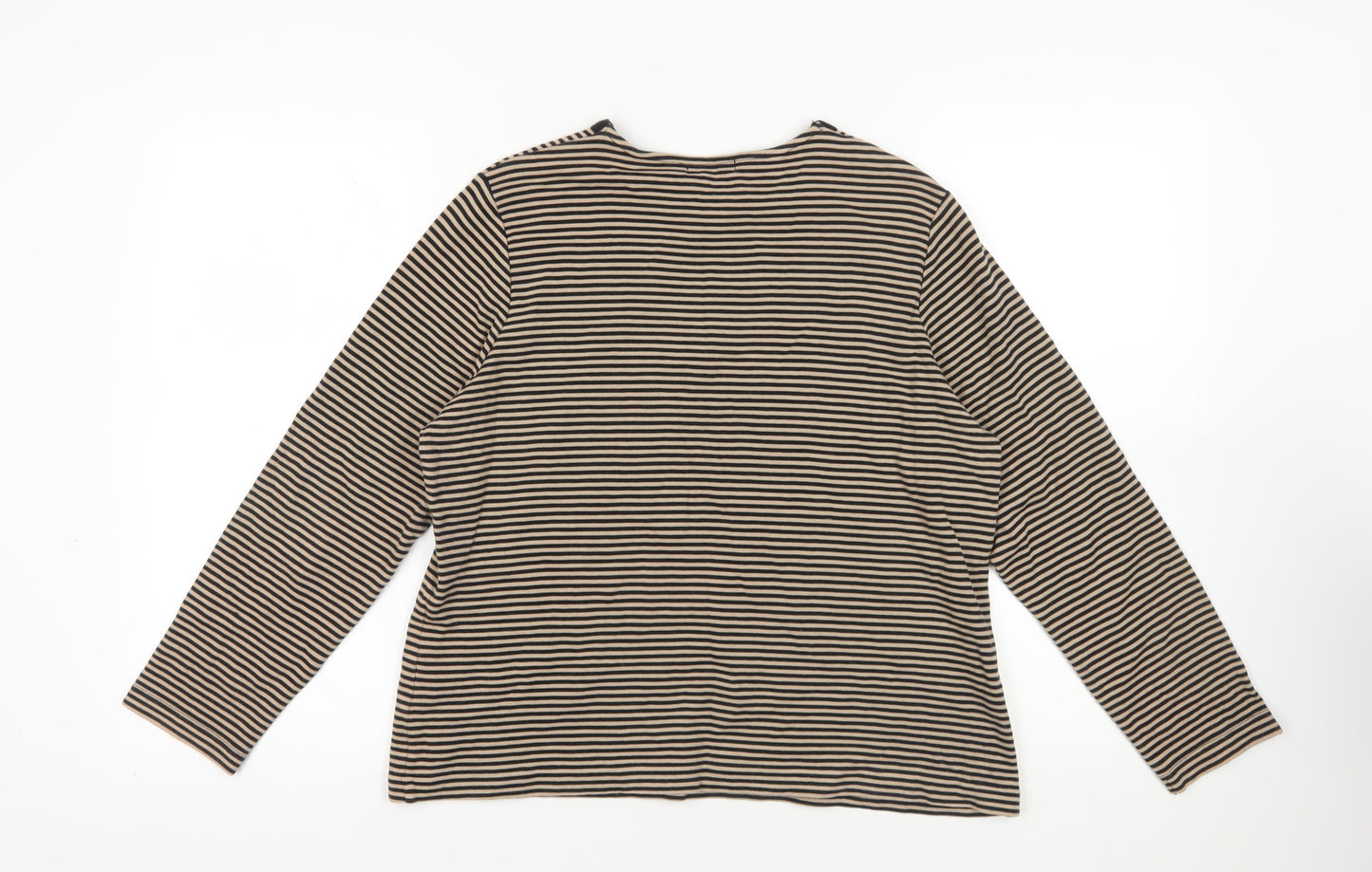 Dash Brown Striped Henley Top UK 18