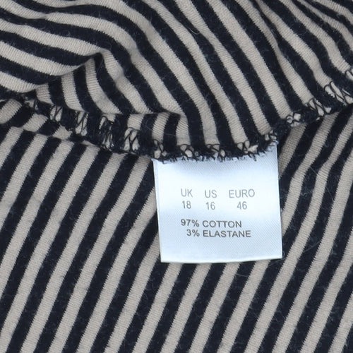 Dash Brown Striped Henley Top UK 18