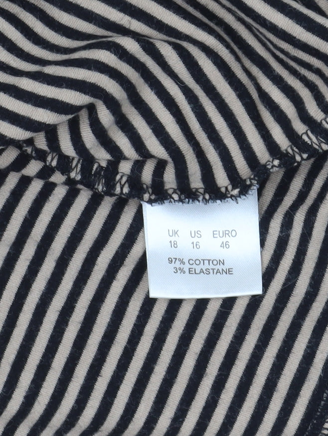 Dash Brown Striped Henley Top UK 18