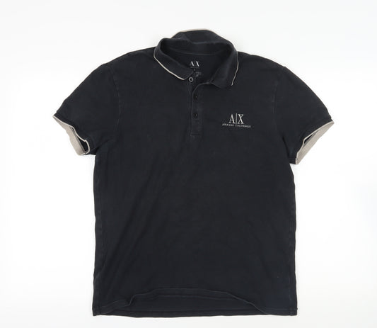 Armani Exchange Black Logo Polo Shirt - Size L