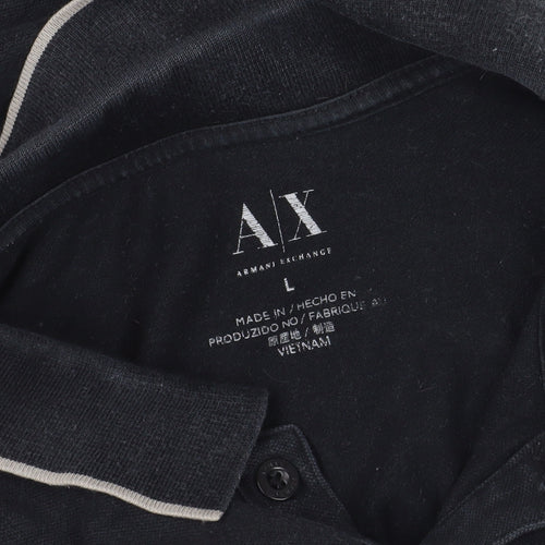 Armani Exchange Black Logo Polo Shirt - Size L