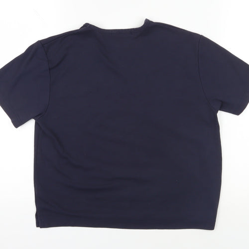 Poppy Blue V-Neck Embroidered T-Shirt, Size 16