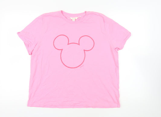 Disney Pink XL Cotton Crew Neck Short Sleeve T-Shirt