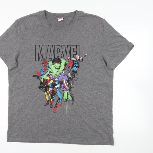 Marvel Grey XL T-Shirt, Avengers Superhero Graphic