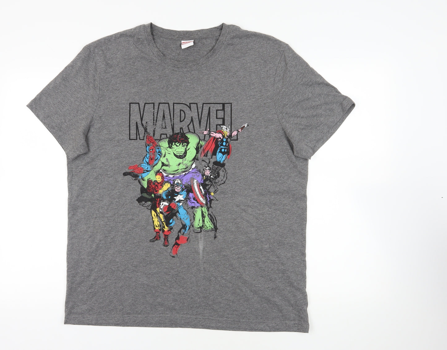 Marvel Grey XL T-Shirt, Avengers Superhero Graphic