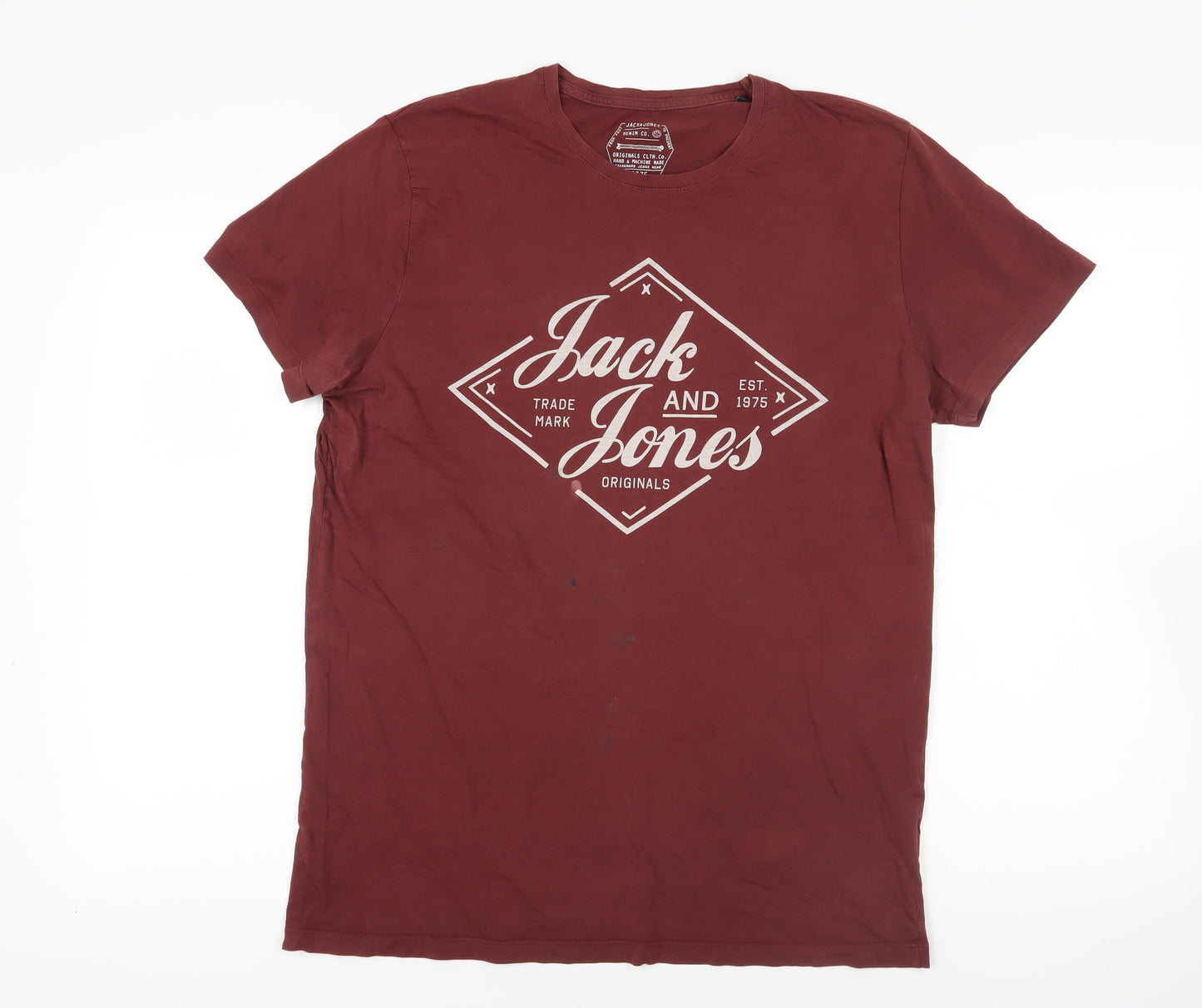 JACK & JONES Red Graphic Print Cotton T-Shirt, Medium