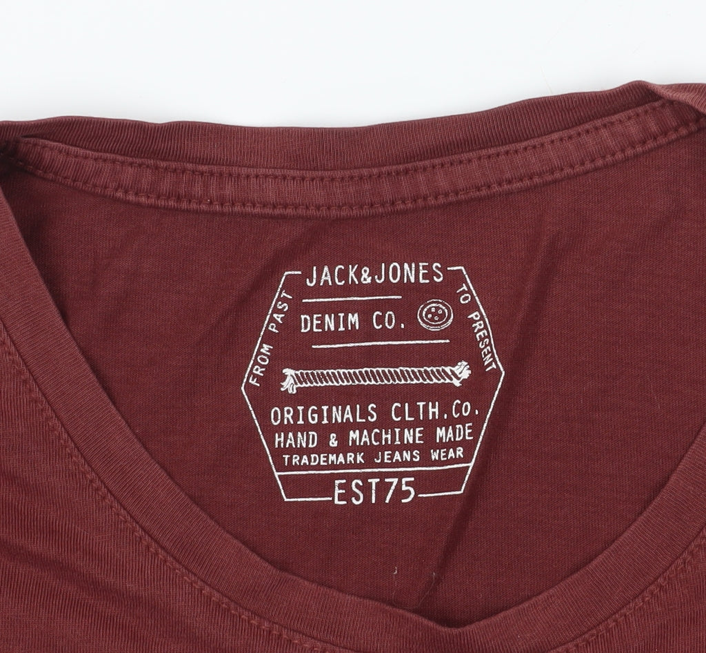 JACK & JONES Red Graphic Print Cotton T-Shirt, Medium