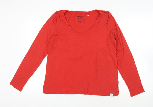 Fat Face Red Cotton Long Sleeve T-Shirt Size 14