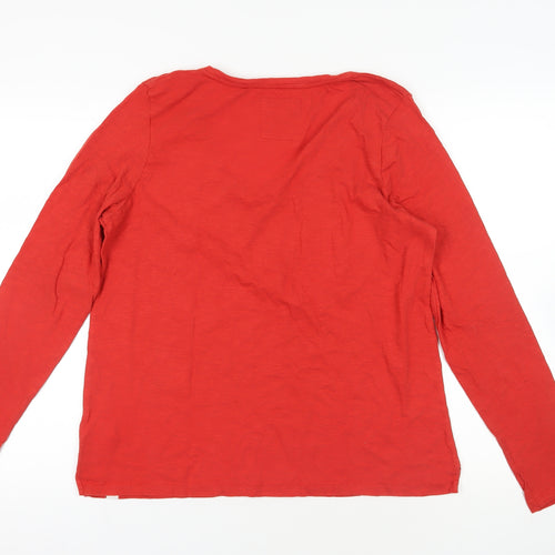 Fat Face Red Cotton Long Sleeve T-Shirt Size 14