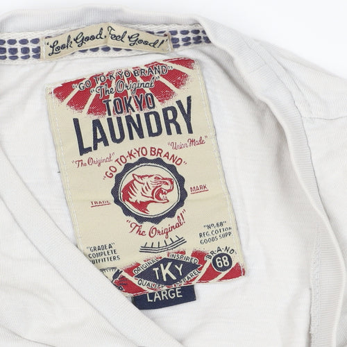 Tokyo Laundry Grey Graphic Print T-Shirt, L
