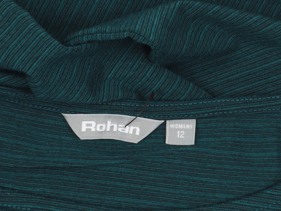 Rohan Green Striped Knit T-Shirt Long Sleeve Size 12