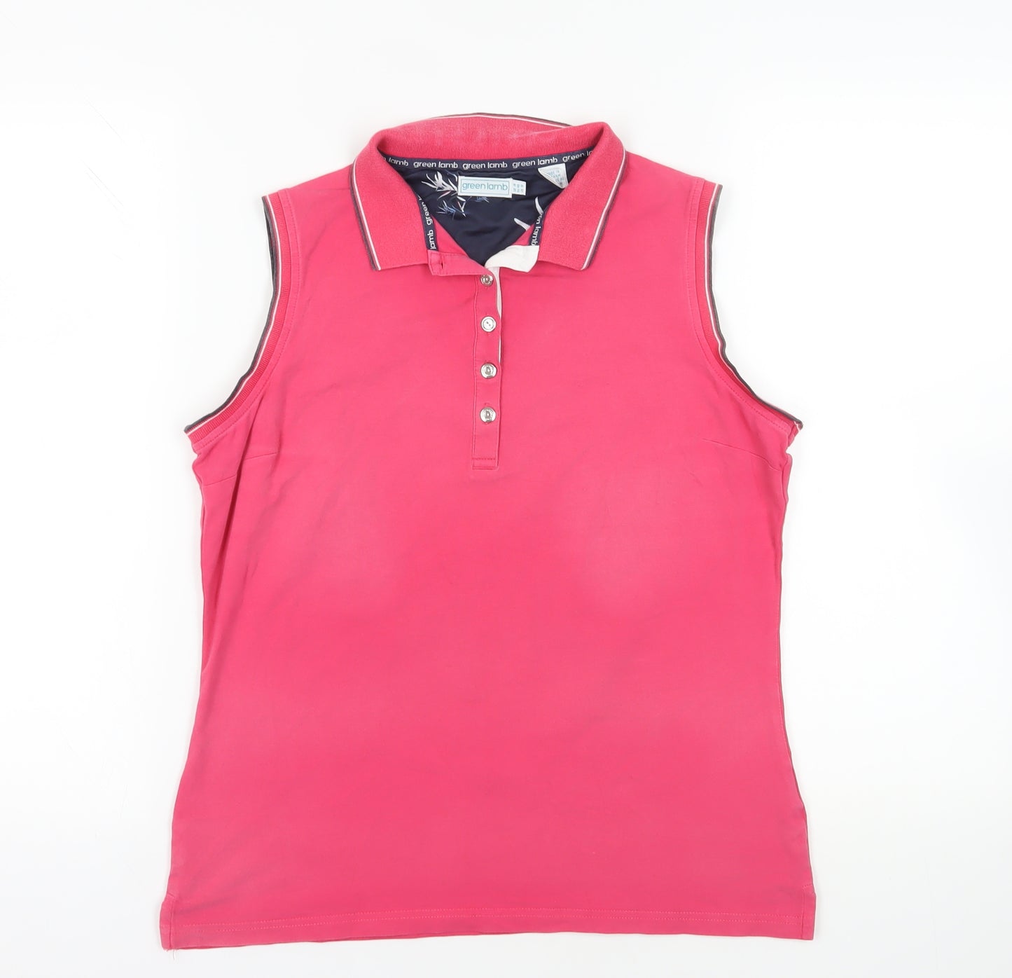 Green Lamb Pink Polo Sleeveless Top Size 14