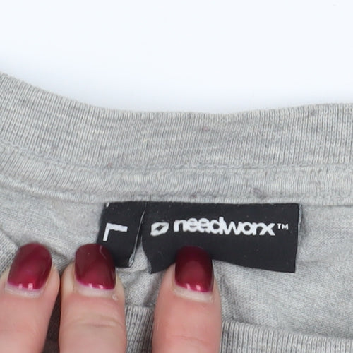 needworx Grey Graphic Men's T-Shirt, Crew Neck, Regular Fit