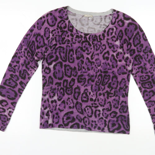 Purple Animal Print Knit Jumper XS
