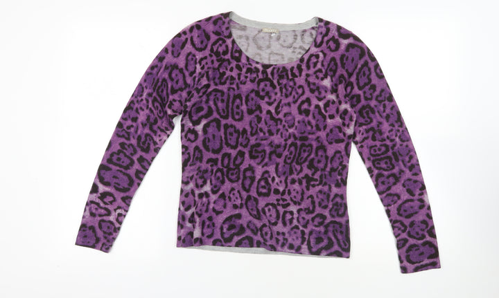 Purple Animal Print Knit Jumper XS