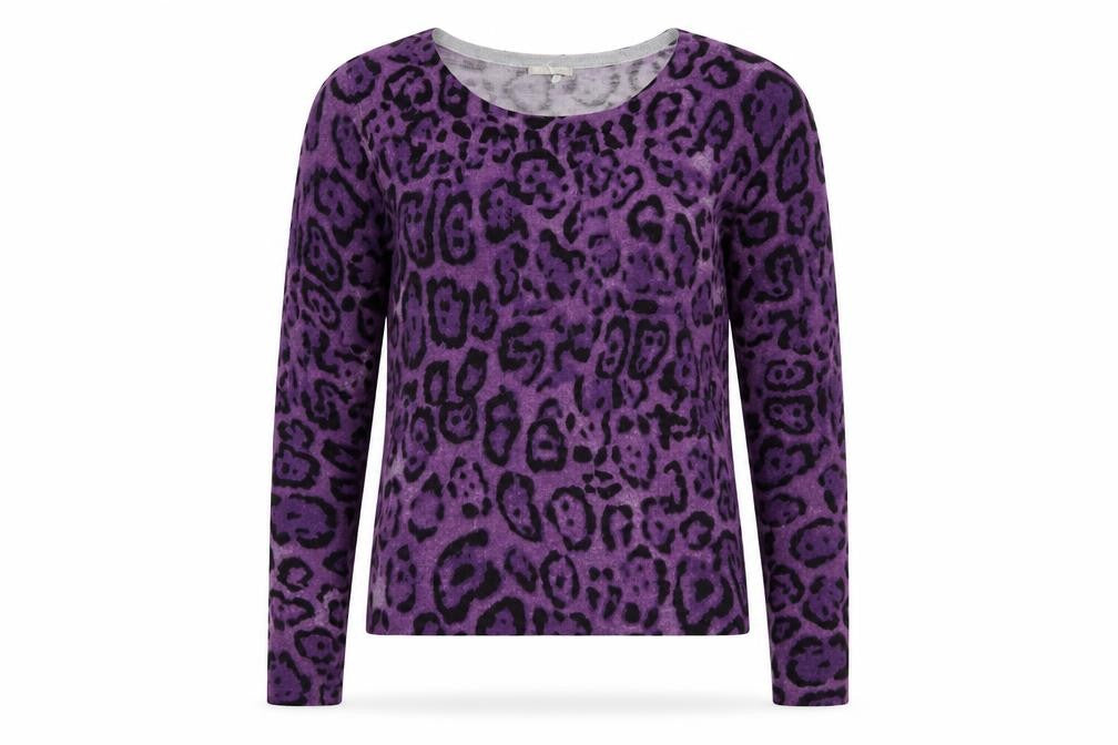 Front view of Purple Animal Print Knit Jumper XS