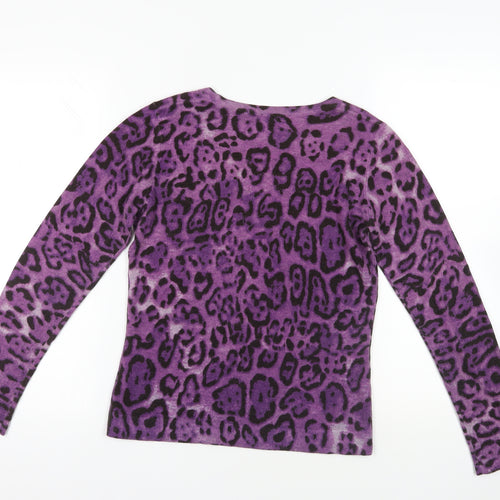 Purple Animal Print Knit Jumper XS