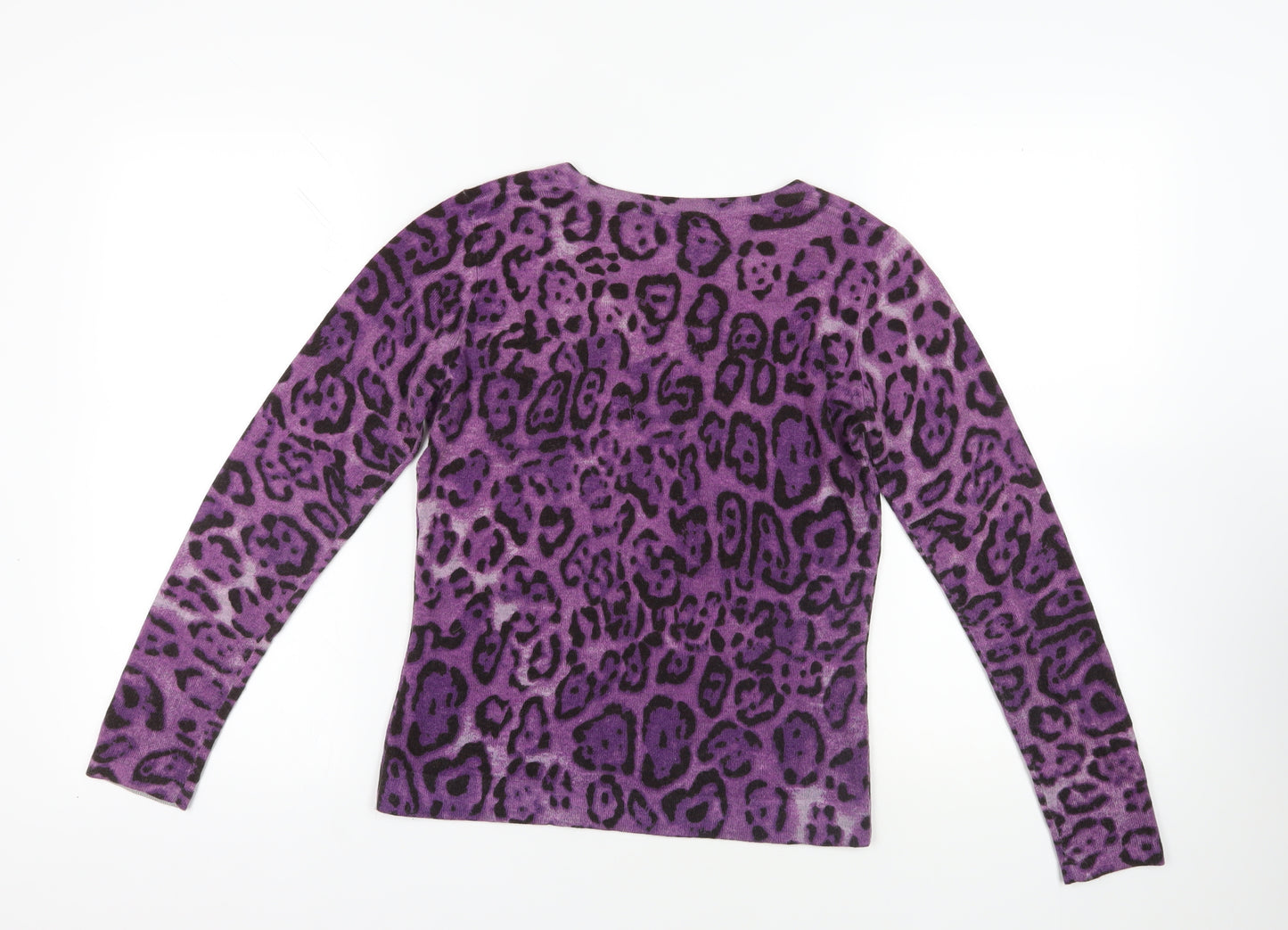 Purple Animal Print Knit Jumper XS