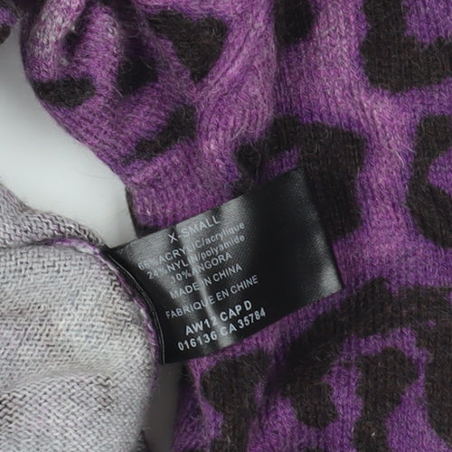 Purple Animal Print Knit Jumper XS
