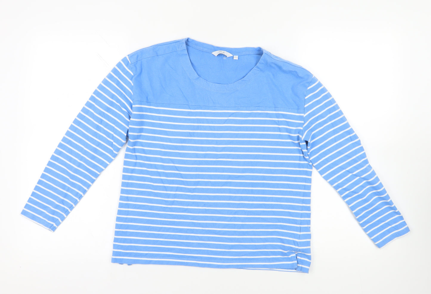 Isle Blue Striped Long Sleeve Women's T-Shirt Size 10-12