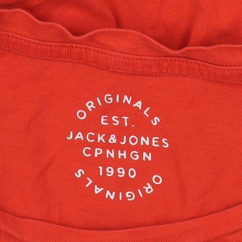 Jack & Jones Red Cotton Crew Neck T-Shirt - Size M