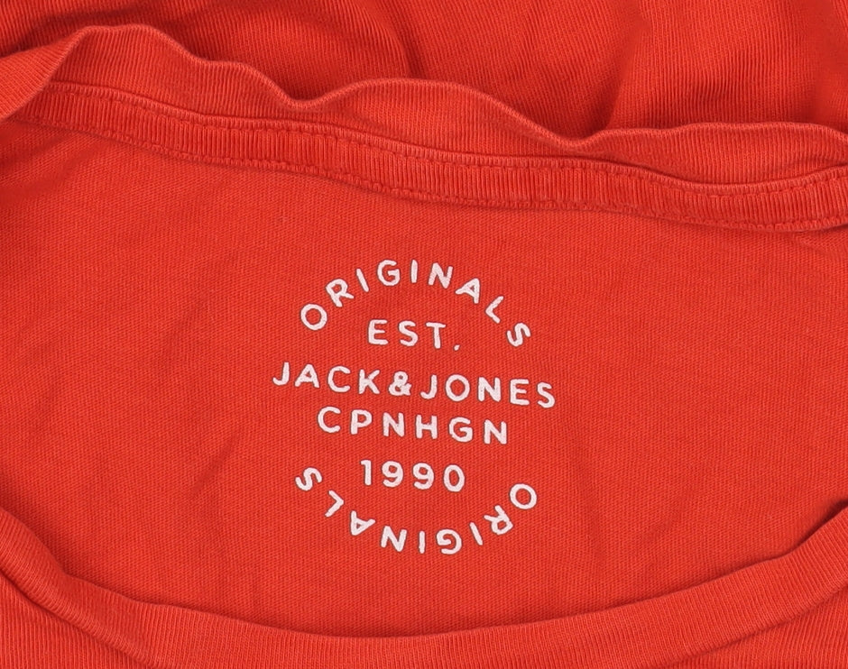 Jack & Jones Red Cotton Crew Neck T-Shirt - Size M