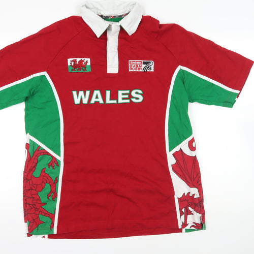 Wales Rugby Polo XL Red Graphic Sports Tee