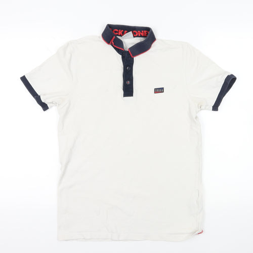 Jack & Jones White Polo Shirt M, Short Sleeve, Cotton