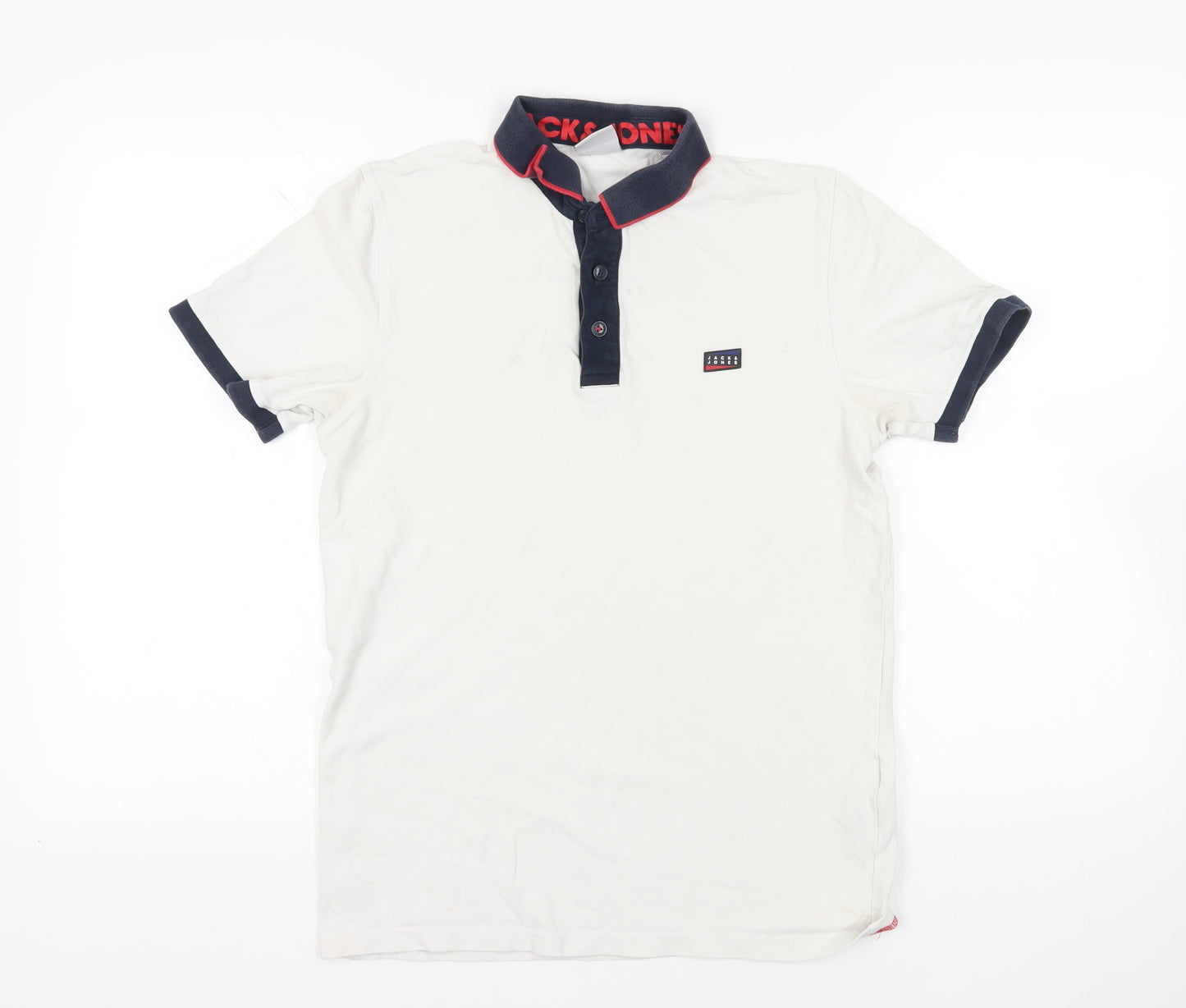 Jack & Jones White Polo Shirt M, Short Sleeve, Cotton