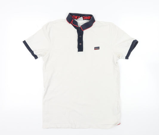 Jack & Jones White Polo Shirt M, Short Sleeve, Cotton