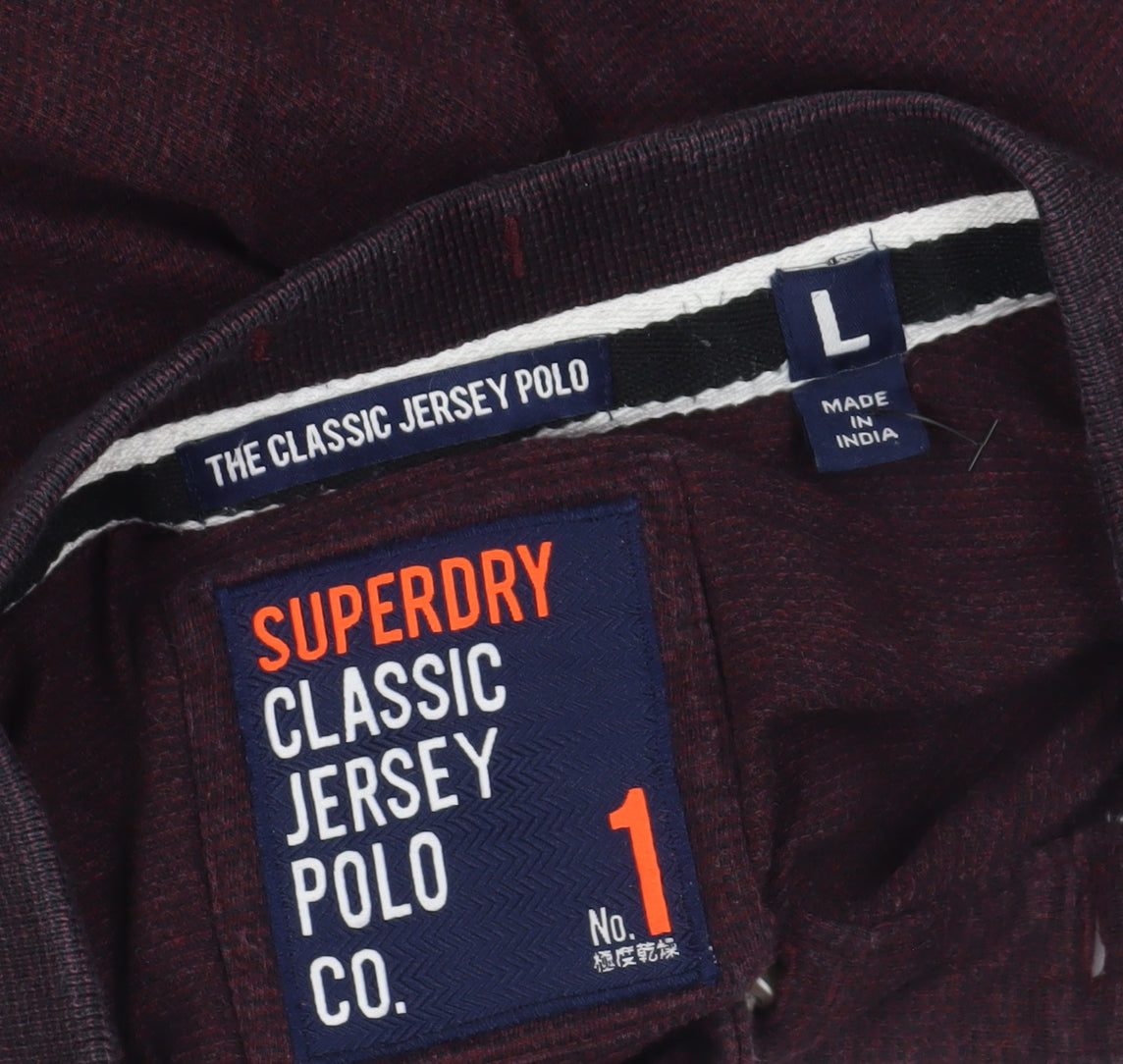 Superdry Red Polo Shirt L Short Sleeve Logo