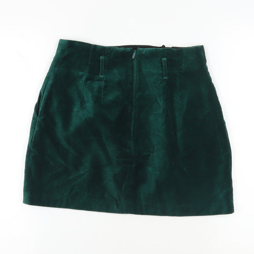 Jack Wills Green Pleated Velvet Skirt Size 10