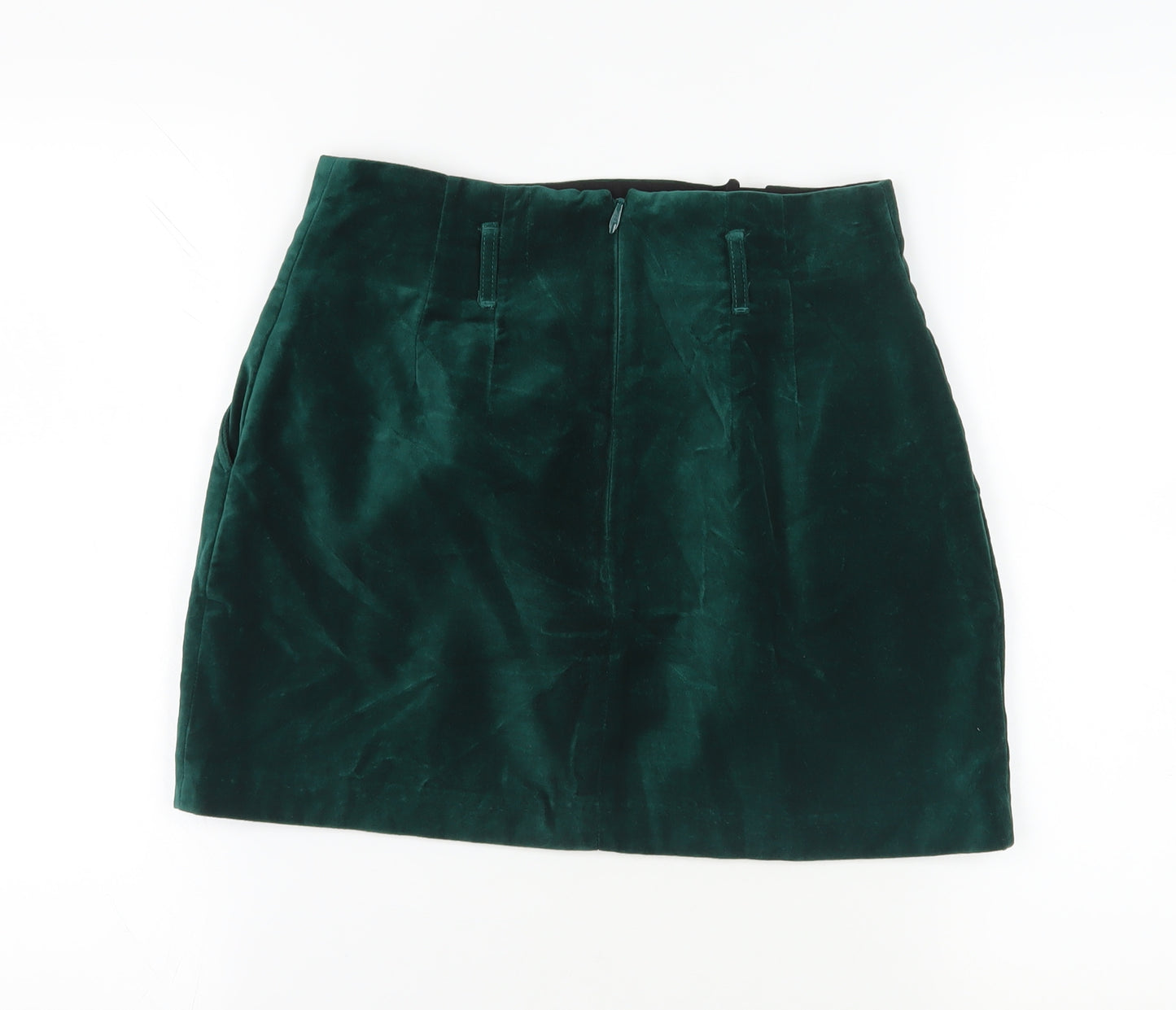 Jack Wills Green Pleated Velvet Skirt Size 10