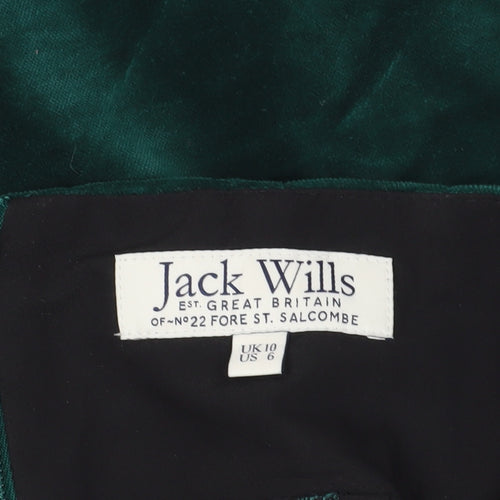 Jack Wills Green Pleated Velvet Skirt Size 10