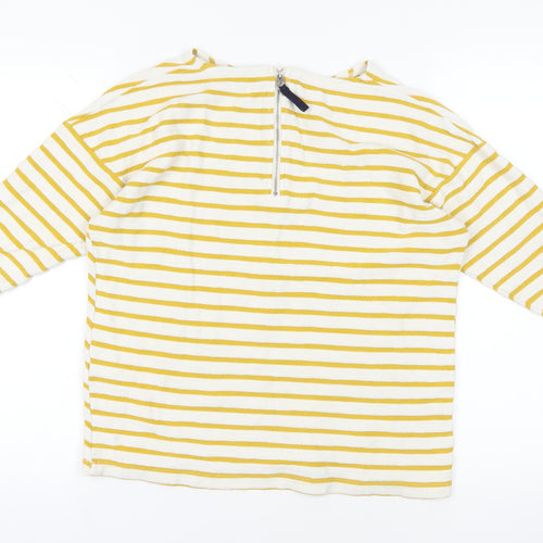 Joules Yellow Striped 8 Blouse with Zip Accent